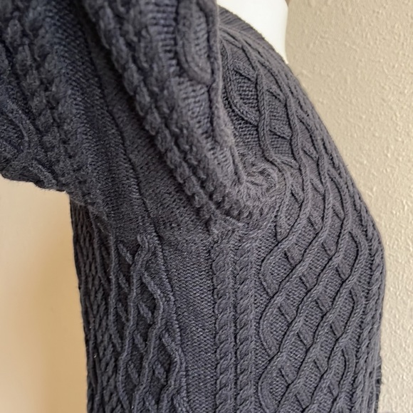 Banana Republic Sz M Belted Black Chunky Knit  Button Down Long Cardigan - Picture 5 of 16